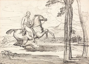 A Horseman in a Landscape: Probably a Study for Theophilus Levett Fox-hunting in Wychnor Park